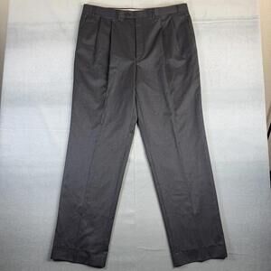 Lauren Ralph Lauren Dress Pants Mens 40x37 Gray Wool Cashmere Pleated Classic